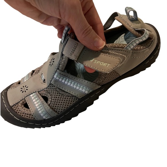 J Sport by Jambu Taupe Gray Adjustable Strap Sandals Women's Comfort Shoes - Picture 10 of 14